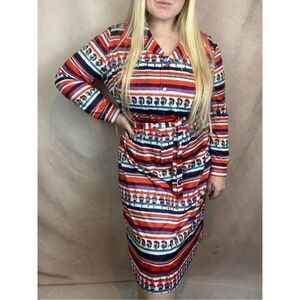 Vintage 1970s Psychedelic Print Dress Plus Size XL Mod MCM Disco Groovy Retro